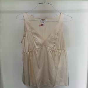 Talbots Ivory Satin V-Neck Blouse